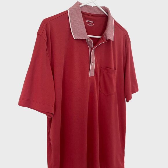 UNTUCKit Connor Single Pocket Golf Polo Shirt Men's Size Large Red Short-Sleeve - Picture 4 of 11